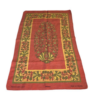 Irish Cabin Linens Vintage Tea Towel Red Floral